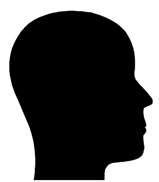 black-on-white head silhouette