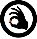 pictogram of a hand partially closed in the 'sweet' sign