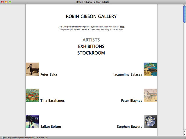 Robin Gibson Gallery artist list page