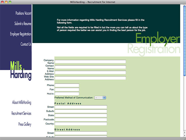 Mills Harding registration page
