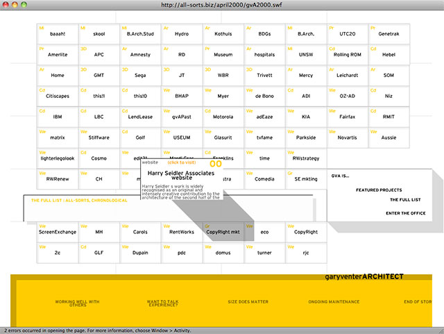 gva website circa 2000 project list