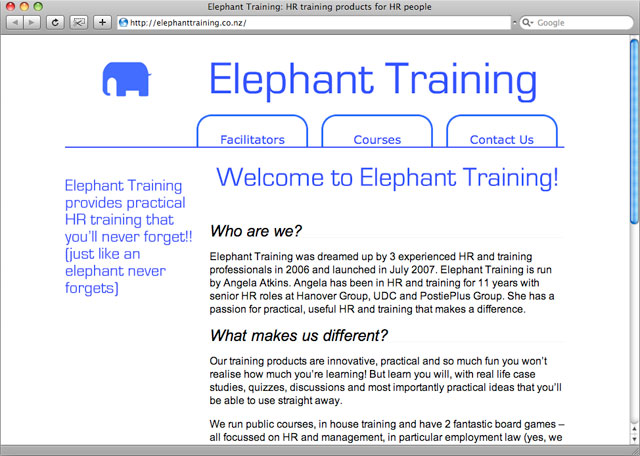 Elephant Training homepage