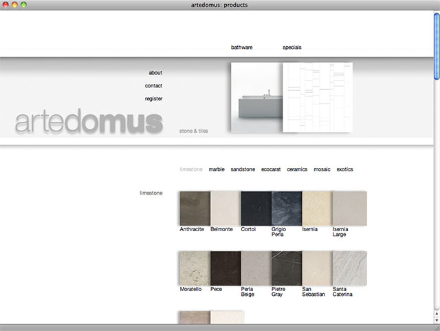 Artedomus products page