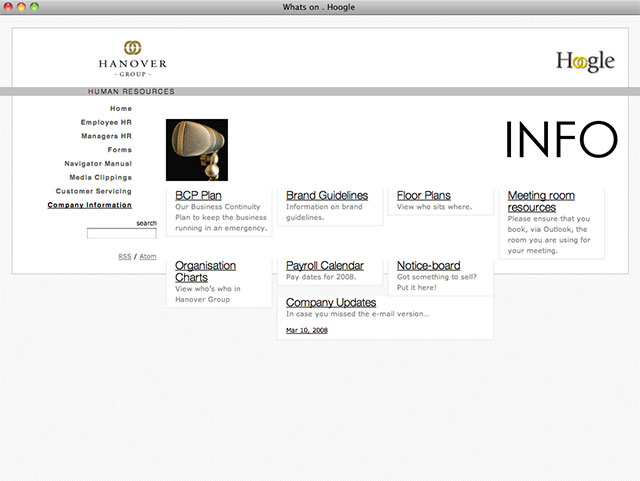 Hanover Human Resources Intranet typical page