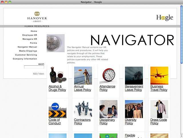 Hanover Human Resources Intranet typical page