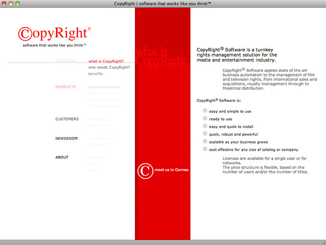 CopyRight product screen