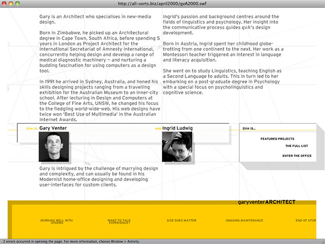 gva website circa 2000 about page