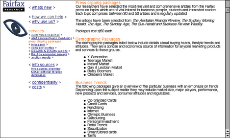 Fairfax Research typical page