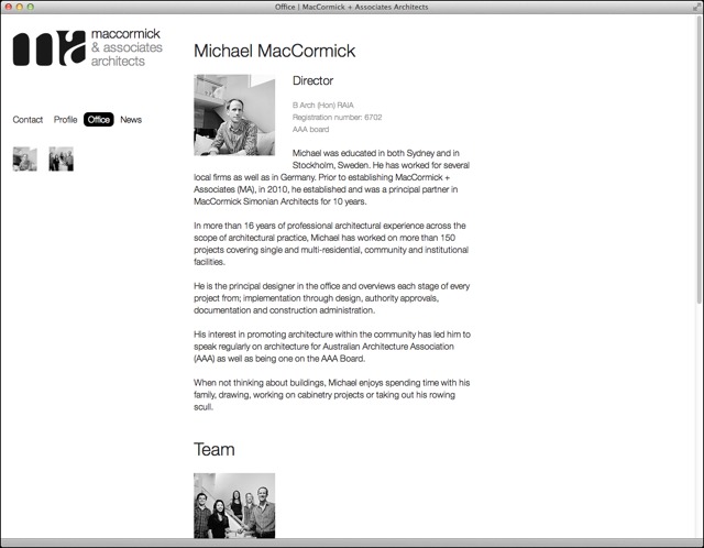 MacCormick Associates website profile page