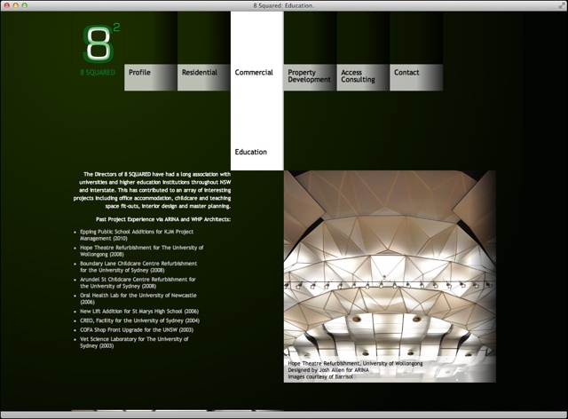 8-squared architects website project detail page