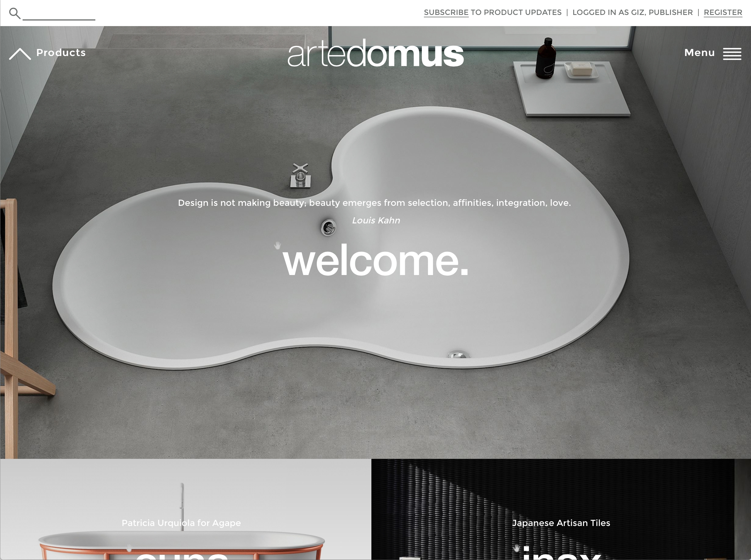 Artedomus website entry page